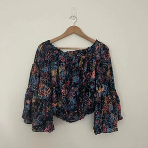 Free People Free Spirit Floral Off The Shoulder Top Size Small